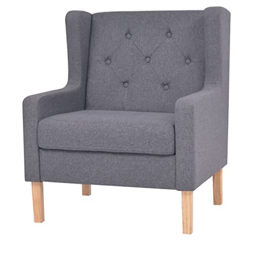 Qnhdfrt Grau Stoff Sessel mit Massivholzrahmen für Wohnzimmer und Balkon, Bequemer Loungesessel mit Weicher Polsterung, Größe 76x68x90 cm von Qnhdfrt