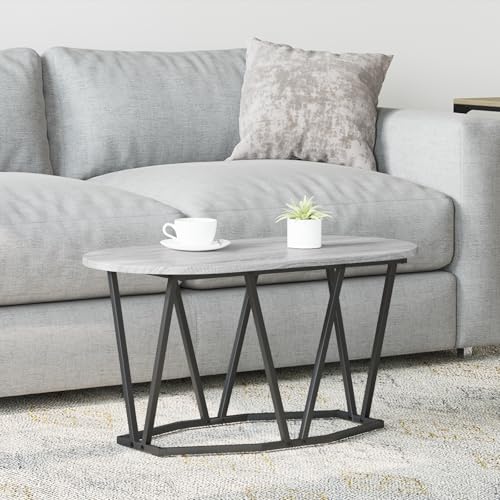 Qnhdfrt Grauer Couchtisch Oval 80x40x40,5 cm Moderner Beistelltisch aus Holzwerkstoff und Metall mit mattem Finish für Wohnzimmer Qnhdfrt Grauer Couchtisch Oval 80x40x40,5 cm Moderner Beistelltisch aus Holzwerkstoff und Metall mit mattem Finish für Wohnzimmer von Qnhdfrt