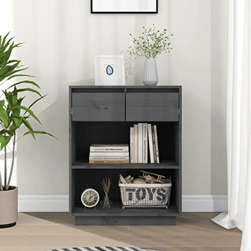 Qnhdfrt Grauer Massivholz-Beistellschrank 60x34x75 cm mit Schubladen - Küchenschrank Sideboard für Wohnzimmer Flur Qnhdfrt Grauer Massivholz-Beistellschrank 60x34x75 cm mit Schubladen - Küchenschrank Sideboard für Wohnzimmer Flur von Qnhdfrt