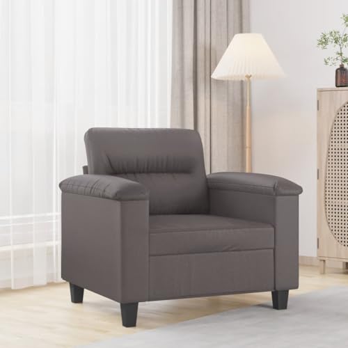 Qnhdfrt Grauer Sessel 60 cm Kunstleder Moderner Relaxsessel für Wohnzimmer Balkon oder Esszimmer mit Robustem Metallgestell und Bequemer Polsterung von Qnhdfrt