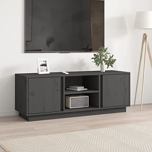Qnhdfrt Grauer TV-Schrank aus Massivholz Kiefer 110x35x40,5 cm mit 4 Fächern und 2 Türen - Elegantes Sideboard für Wohnzimmer mit Rustikaler Optik und Praktischem Stauraum Qnhdfrt Grauer TV-Schrank aus Massivholz Kiefer 110x35x40,5 cm mit 4 Fächern und 2 Türen - Elegantes Sideboard für Wohnzimmer mit Rustikaler Optik und Praktischem Stauraum von Qnhdfrt