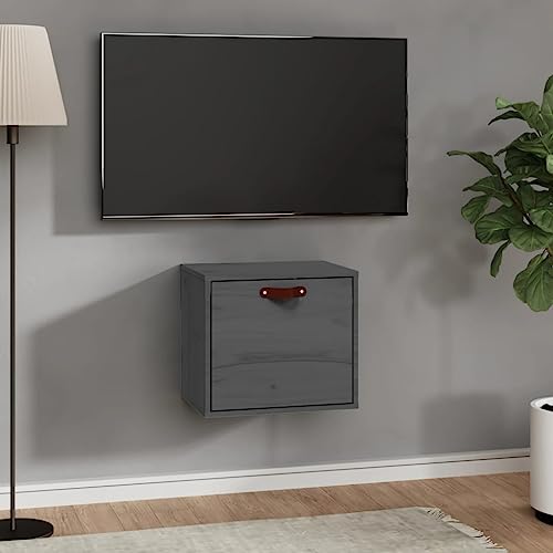 Qnhdfrt Grauer Wandschrank aus Massivholz Kiefer 40x30x35 cm Schmaler Hängeschrank mit Flexibler Tür für Küche Bad Wohnzimmer Schlafzimmer Deko und Stauraum von Qnhdfrt