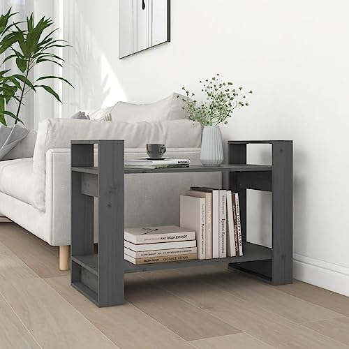 Qnhdfrt Graues Bücherregal Raumteiler aus Massivholz Kiefer 80x35x56,5 cm Schmal Robust Vielseitig für Wohnzimmer Flur Dekorativ von Qnhdfrt