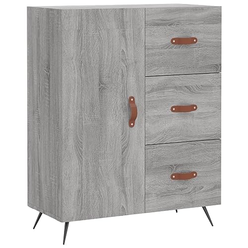 Qnhdfrt Graues Highboard Sideboard Landhausstil Schrank mit Stauraum 69,5x34x180 cm Holzwerkstoff Metall für Wohnzimmer Küche Flur von Qnhdfrt