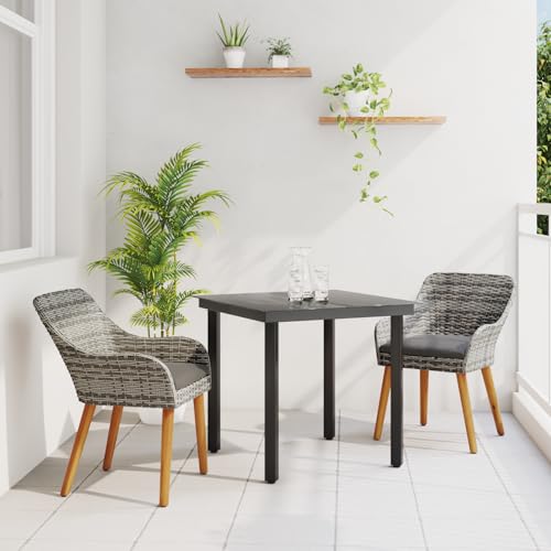 Qnhdfrt Graues Poly Rattan Garten Essgruppe 3-teilig Quadratisch mit 2 Stühlen für Balkon Terrasse Modernes Design Robuste Bauweise Komfortable Sitzgelegenheit Qnhdfrt Graues Poly Rattan Garten Essgruppe 3-teilig Quadratisch mit 2 Stühlen für Balkon Terrasse Modernes Design Robuste Bauweise Komfortable Sitzgelegenheit von Qnhdfrt