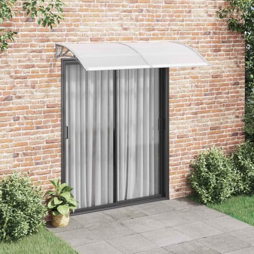 Qnhdfrt Graues Polycarbonat Vordach 200x100 cm mit ABS-Halterung und Aluminiumleisten für Tür Balkon Terrasse Fenster Wetterbeständig Leicht von Qnhdfrt