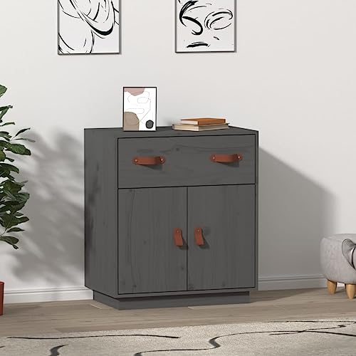 Qnhdfrt Graues Sideboard aus Massivholz Kiefer 65,5x40x75 cm mit Tür für Wohnzimmer Küche Flur – Rustikales Design mit viel Stauraum Qnhdfrt Graues Sideboard aus Massivholz Kiefer 65,5x40x75 cm mit Tür für Wohnzimmer Küche Flur – Rustikales Design mit viel Stauraum von Qnhdfrt