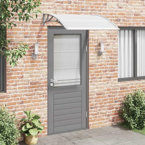 Qnhdfrt Graues Türvordach 120x100 cm aus Polycarbonat mit Transparenten Platten Schützt vor Niederschlag Lichtdurchlässig für Eingang Fenster Balkon Terrasse von Qnhdfrt