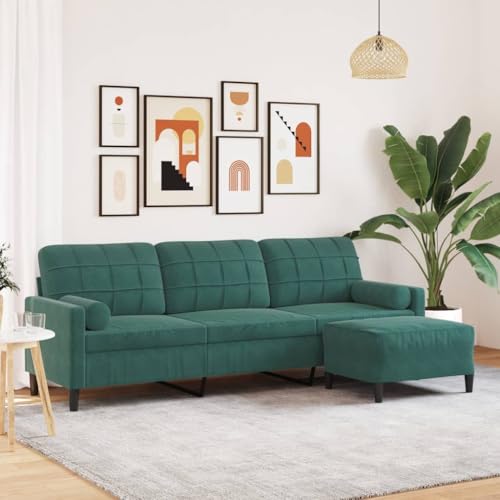 Qnhdfrt Großes 3-Sitzer Sofa mit Hocker Dunkelgrün 210 cm Samtstoff Weich Robust Modern für Wohnzimmer Lounge Bereich Qnhdfrt Großes 3-Sitzer Sofa mit Hocker Dunkelgrün 210 cm Samtstoff Weich Robust Modern für Wohnzimmer Lounge Bereich von Qnhdfrt