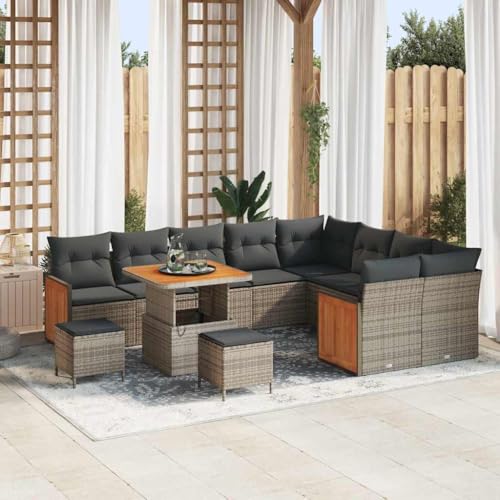 Qnhdfrt Großes Graues Ecksofa Set aus Synthetischem Poly Rattan mit Kissen, Modernes Design für Garten und Terrasse, UV-beständig und Langlebig Qnhdfrt Großes Graues Ecksofa Set aus Synthetischem Poly Rattan mit Kissen, Modernes Design für Garten und Terrasse, UV-beständig und Langlebig von Qnhdfrt