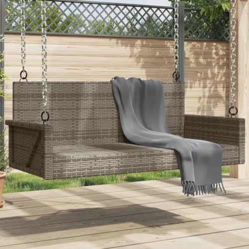 Qnhdfrt Hängende Gartenbank Outdoor Grau 119 cm PE Rattan Schaukelbank für Balkon Garten Qnhdfrt Hängende Gartenbank Outdoor Grau 119 cm PE Rattan Schaukelbank für Balkon Garten von Qnhdfrt