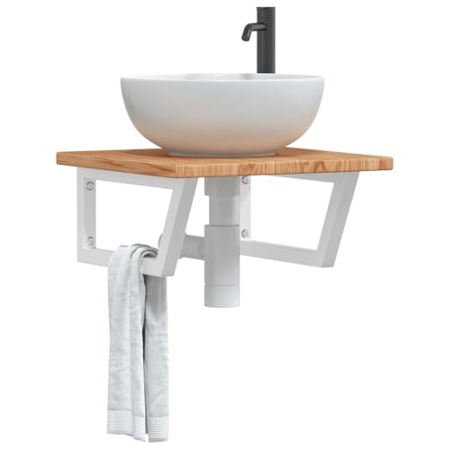 Qnhdfrt Hängende Waschtischplatte aus Massivholz Eiche mit Stahlhalterung Weiß 50x50x2.5cm Hellbraun Platzsparend Robust für Badezimmer Qnhdfrt Hängende Waschtischplatte aus Massivholz Eiche mit Stahlhalterung Weiß 50x50x2.5cm Hellbraun Platzsparend Robust für Badezimmer von Qnhdfrt