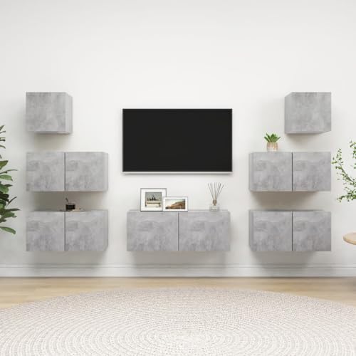 Qnhdfrt Hängendes TV-Schrank-Set Betongrau Holzwerkstoff Modernes Design mit Großem Stauraum Set aus 7 Schränken für Wohnzimmer Qnhdfrt Hängendes TV-Schrank-Set Betongrau Holzwerkstoff Modernes Design mit Großem Stauraum Set aus 7 Schränken für Wohnzimmer von Qnhdfrt