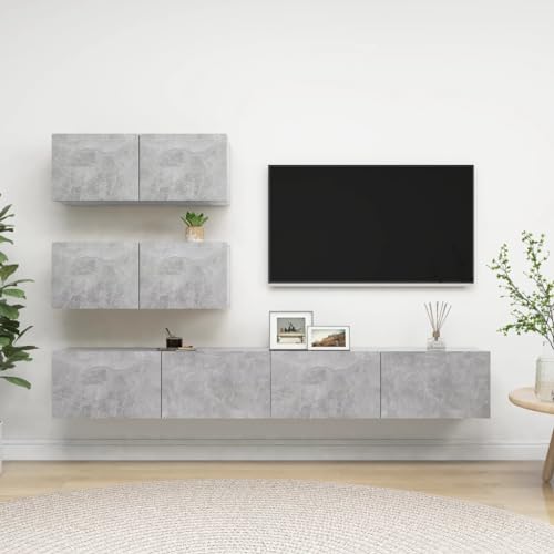 Qnhdfrt Hängendes TV-Schrank-Set Betongrau aus Holzwerkstoff Modernes Design mit Großzügigem Stauraum 2x80cm und 2x100cm für Wohnzimmer Qnhdfrt Hängendes TV-Schrank-Set Betongrau aus Holzwerkstoff Modernes Design mit Großzügigem Stauraum 2x80cm und 2x100cm für Wohnzimmer von Qnhdfrt