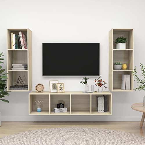 Qnhdfrt Hängendes TV Schrank Set Sonoma-Eiche Holzwerkstoff 3-TLG Wandmontage mit Stauraum für Wohnzimmer Qnhdfrt Hängendes TV Schrank Set Sonoma-Eiche Holzwerkstoff 3-TLG Wandmontage mit Stauraum für Wohnzimmer von Qnhdfrt
