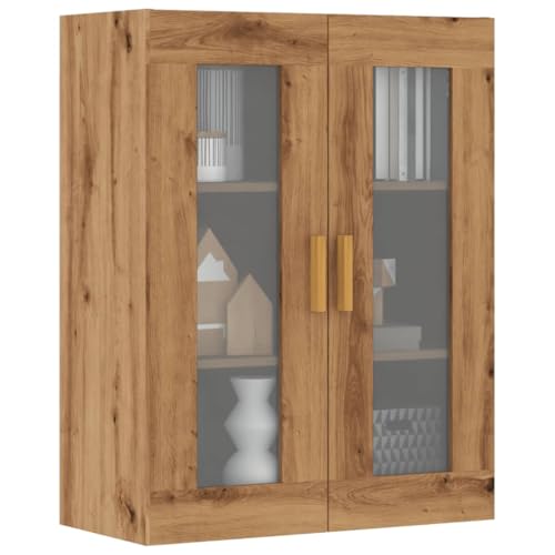 Qnhdfrt Hängeschrank Artisan-Eiche 69,5x34x90 cm Küchenschrank Sideboard Aufbewahrungsschrank mit Glasfront für Küche Wohnzimmer Flur von Qnhdfrt