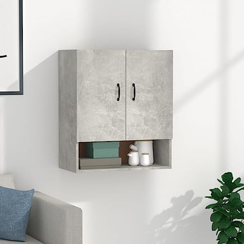 Qnhdfrt Hängeschrank Betongrau 60x31x70 cm Holzwerkstoff Wandschrank mit 2 Türen und offenem Fach für Aufbewahrung in Wohnzimmer Küche Badezimmer Qnhdfrt Hängeschrank Betongrau 60x31x70 cm Holzwerkstoff Wandschrank mit 2 Türen und offenem Fach für Aufbewahrung in Wohnzimmer Küche Badezimmer von Qnhdfrt