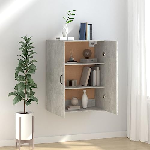 Qnhdfrt Hängeschrank Betongrau 69,5x34x90cm Holzwerkstoff Wandschrank mit 2 Türen für effiziente Aufbewahrung im Wohnzimmer Schlafzimmer Küche Modernes Design Platzsparend von Qnhdfrt