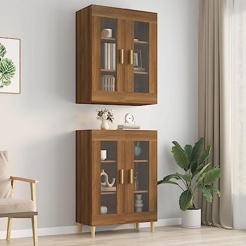 Qnhdfrt Hängeschrank Braun Eichen-Optik 69,5 x 34 x 90 cm Küchenschrank Wandschrank mit Stauraum für Küche Flur Wohnzimmer Sideboard-Kompatibel von Qnhdfrt