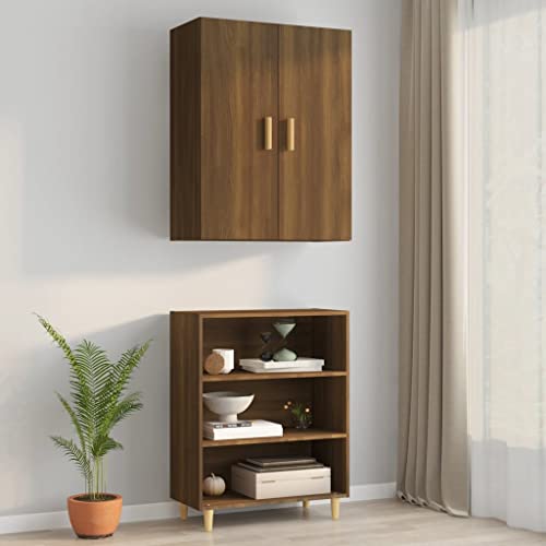 Qnhdfrt Hängeschrank Braun Eichen-Optik 69,5x34x90 cm Holzwerkstoff 3 Fächer Wandschrank für Küche Flur Wohnzimmer Aufbewahrung von Qnhdfrt