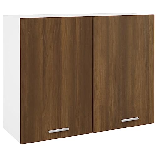 Qnhdfrt Hängeschrank Küchenschrank Braun Eichen-Optik Holzwerkstoff 80x31x60 cm Wandschrank mit Zwei Türen Modernes Design für Küchenaufbewahrung und Raumoptimierung von Qnhdfrt