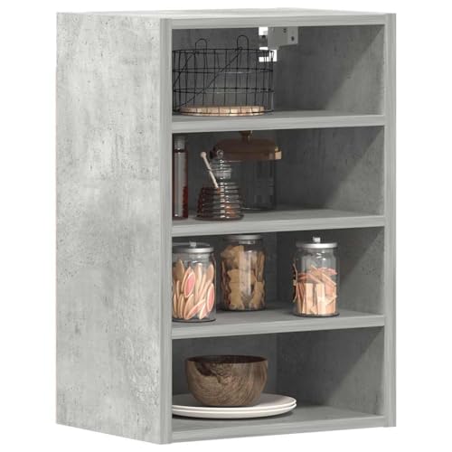 Qnhdfrt Hängeschrank Küchenschrank Wandschrank Betongrau 40x29,5x60 cm Holzwerkstoff mit Regal, Optimiert Küchenraum und Stauraum für Geschirr von Qnhdfrt
