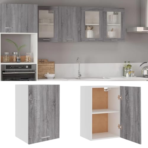 Qnhdfrt Hängeschrank Lyon Grau Sonoma Küchenschrank 39,5x31x60 cm mit Glastür aus Holzwerkstoff für optimale Aufbewahrung in Küche oder Wohnbereich, Modernes Design mit praktischem Stauraum von Qnhdfrt