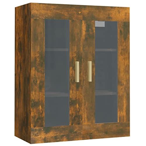 Qnhdfrt Hängeschrank Räuchereiche 69,5x34x90 cm Küchenschrank Wandschrank mit Glas für Küche Wohnzimmer Flur Praktischer Stauraum Organizer von Qnhdfrt