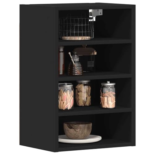 Qnhdfrt Hängeschrank Riga Schwarz Holzwerkstoff Wandmontage Küchenschrank für Küche 40x29,5x60 cm Modernes Design mit Robustheit und Stauraum von Qnhdfrt