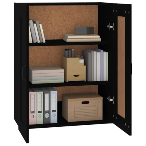 Qnhdfrt Hängeschrank Schwarz 69,5x32,5x90 cm Holzwerkstoff 3 Fächer Wandschrank für Wohnzimmer Flur Schlafzimmer von Qnhdfrt