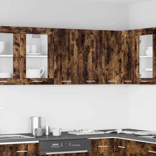 Qnhdfrt Hängeschrank Wandschrank für Küche Bad und Wohnzimmer in Räuchereiche Holzwerkstoff 60x31x60 cm mit Modernem Design Viel Stauraum und Leichter Reinigung von Qnhdfrt