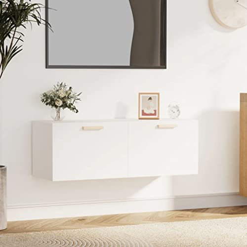 Qnhdfrt Hängeschrank Weiß 100 cm Wandschrank mit 2 Schubladen Holzwerkstoff Platzsparend für Küche Bad Flur von Qnhdfrt