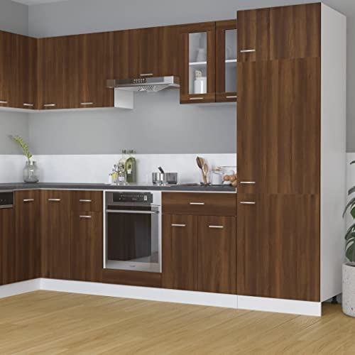 Qnhdfrt Hängeschrank mit Glas Braun Eiche-Optik 60x31x60 cm Küchenschrank Vitrinenschrank mit 2 Fächern Wandschrank für Küche Aufbewahrung von Qnhdfrt
