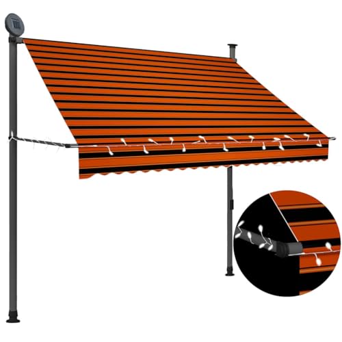 Qnhdfrt Handkurbel Markise 200x120 cm Orange Braun Polyester mit PU Beschichtung inkl Solar LED für Balkon Terrasse Garten Qnhdfrt Handkurbel Markise 200x120 cm Orange Braun Polyester mit PU Beschichtung inkl Solar LED für Balkon Terrasse Garten von Qnhdfrt