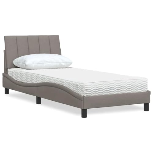 Qnhdfrt Hanko Bett mit Matratze 80x200 cm Taupe Stoff Modernes Design mit Atmungsaktivem Bezug und Stabilen Metallbeinen für Schlafzimmer Gästebett Qnhdfrt Hanko Bett mit Matratze 80x200 cm Taupe Stoff Modernes Design mit Atmungsaktivem Bezug und Stabilen Metallbeinen für Schlafzimmer Gästebett von Qnhdfrt