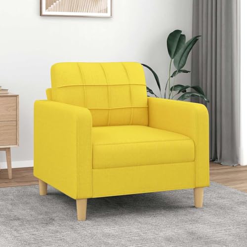 Qnhdfrt Hellgelb Stoff Sessel 60 cm Sitzbreite Moderner Relaxsessel mit Robustem Metallgestell für Wohnzimmer Balkon Lesen und Entspannen von Qnhdfrt