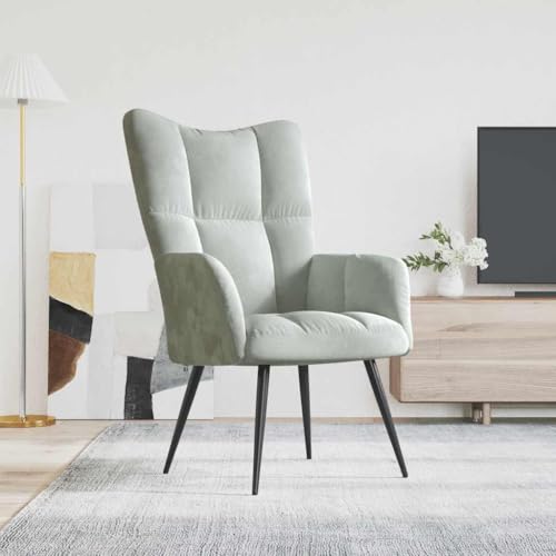Qnhdfrt Hellgrauer Samt Relaxsessel Modern Bequem für Wohnzimmer Schlafzimmer Balkon mit Stahlgestell Kompakt Größe Qnhdfrt Hellgrauer Samt Relaxsessel Modern Bequem für Wohnzimmer Schlafzimmer Balkon mit Stahlgestell Kompakt Größe von Qnhdfrt