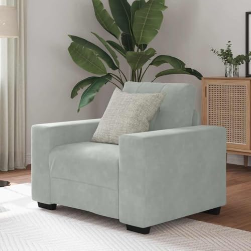 Qnhdfrt Hellgrauer Samt Sessel 60 cm Sitzbreite Moderner Relaxsessel mit Holz Armlehnen für Wohnzimmer Balkon oder Schlafzimmer Qnhdfrt Hellgrauer Samt Sessel 60 cm Sitzbreite Moderner Relaxsessel mit Holz Armlehnen für Wohnzimmer Balkon oder Schlafzimmer von Qnhdfrt