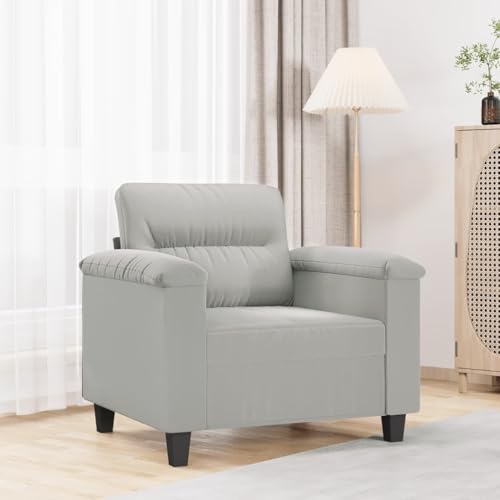 Qnhdfrt Hellgrauer Sessel 60 cm Sitzbreite Mikrofasergewebe Moderner Relaxsessel mit Robustem Metallgestell Bequem für Entspannen Lesen Fernsehen in Wohnzimmer oder Balkon von Qnhdfrt