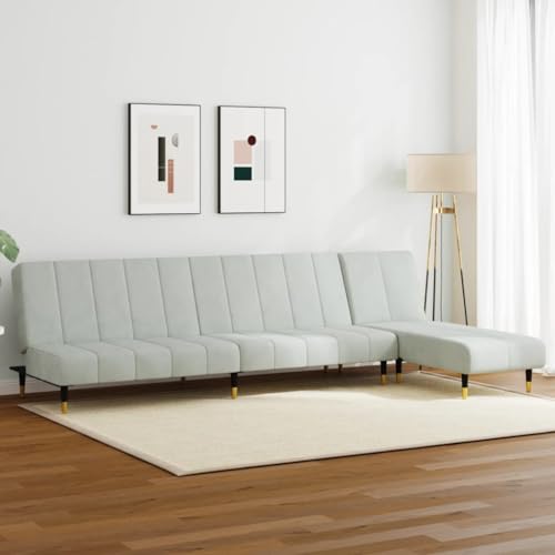 Qnhdfrt Hellgraues Samt Sofa Set 2-TLG mit Schlafsofa und Chaiselongue für Wohnzimmer, Platzsparendes Multifunktionsmöbel mit Ausziehbares Bett und Relaxfunktion Qnhdfrt Hellgraues Samt Sofa Set 2-TLG mit Schlafsofa und Chaiselongue für Wohnzimmer, Platzsparendes Multifunktionsmöbel mit Ausziehbares Bett und Relaxfunktion von Qnhdfrt