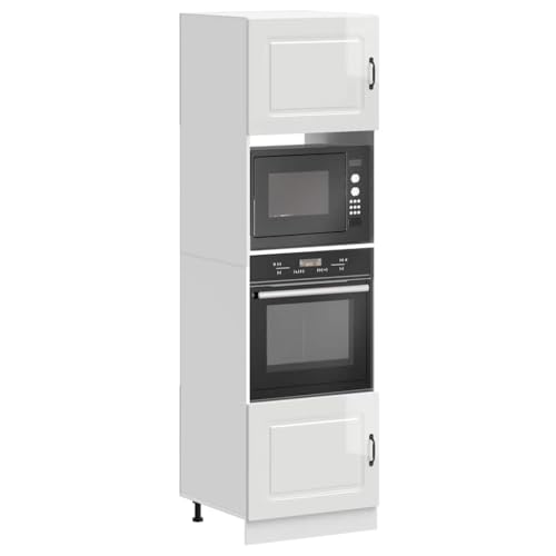 Qnhdfrt Herdumbauschränke 2 Stück Kalmar Hochglanz-Weiß Holzwerkstoff Küchenschrank mit verstellbaren Füßen für Ofen und Mikrowelle 60x57x207 cm Qnhdfrt Herdumbauschränke 2 Stück Kalmar Hochglanz-Weiß Holzwerkstoff Küchenschrank mit verstellbaren Füßen für Ofen und Mikrowelle 60x57x207 cm von Qnhdfrt