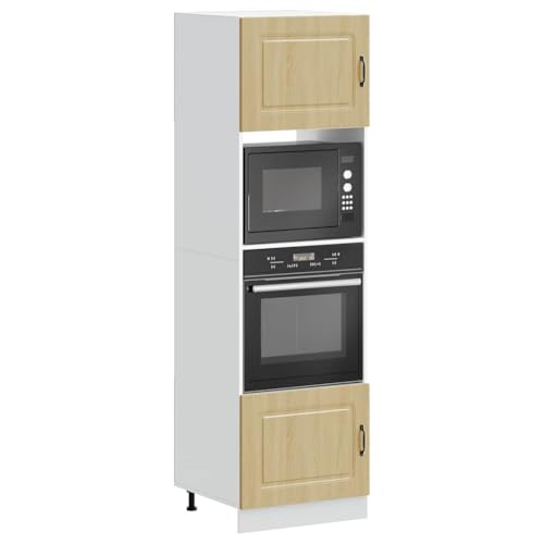 Qnhdfrt Herdumbauschränke 2 Stück Kalmar Sonoma-Eiche Holzwerkstoff 60x57x207 cm Küchenschrank mit Stauraum und verstellbaren Füßen für Küche von Qnhdfrt