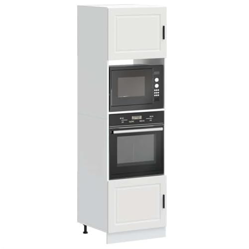 Qnhdfrt Herdumbauschränke Weiß 2 Stück Holzwerkstoff Küchenschränke 60x57x207 cm Porto Aufbewahrungsschrank für Küchengeräte von Qnhdfrt