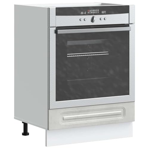 Qnhdfrt Herdumbauschrank Kalmar Betongrau Küchenschrank für Ofen und Mikrowelle 60x46x81.5cm Holzwerkstoff mit verstellbaren Füßen kompakt und robust für Kücheneinrichtung von Qnhdfrt