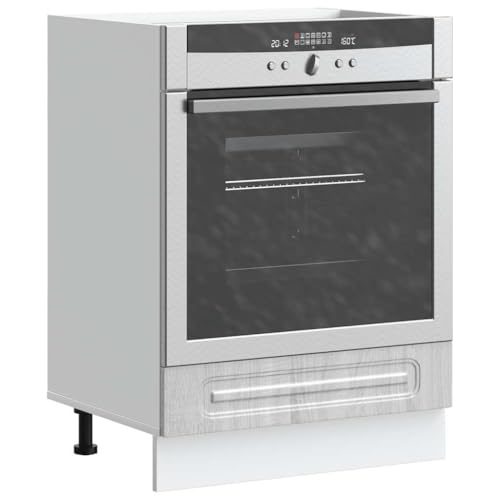 Qnhdfrt Herdumbauschrank Kalmar Grau Sonoma Küchenschrank aus Holzwerkstoff 60x46x81,5cm mit großem Stauraum und verstellbaren Füßen für Backofen und Mikrowelle in kleinen Küchen von Qnhdfrt