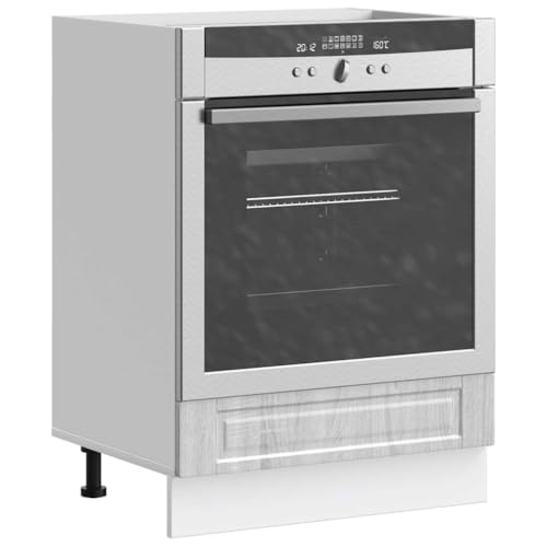 Qnhdfrt Herdumbauschrank Küchenschrank Grau Sonoma aus Holzwerkstoff 60x46x81,5cm mit großem Fach verstellbaren Füßen für Backofen Mikrowelle platzsparendes Design für kleine Küchen von Qnhdfrt