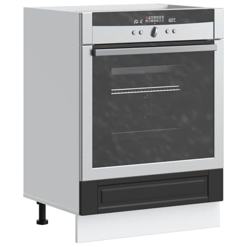 Qnhdfrt Herdumbauschrank Küchenschrank Schwarz Holzwerkstoff 60x46x81.5 cm mit verstellbaren Füßen für Ofen Mikrowelle platzsparend Porto Serie von Qnhdfrt