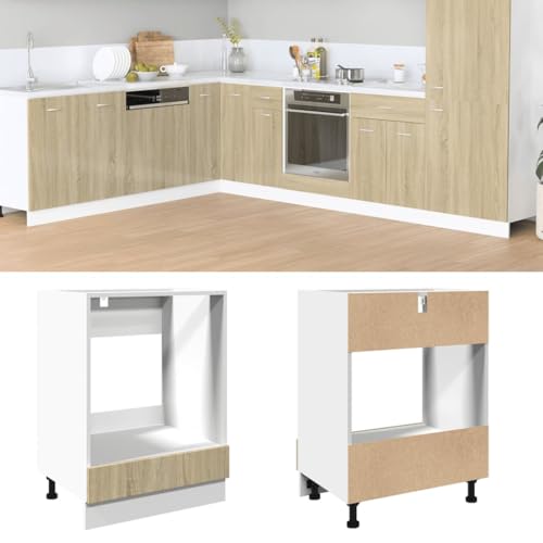 Qnhdfrt Herdumbauschrank Küchenschrank Sonoma-Eiche Holzwerkstoff 60x46x81,5 cm mit Großem Fach Verstellbaren Füßen Platzsparend für Kücheneinrichtung von Qnhdfrt