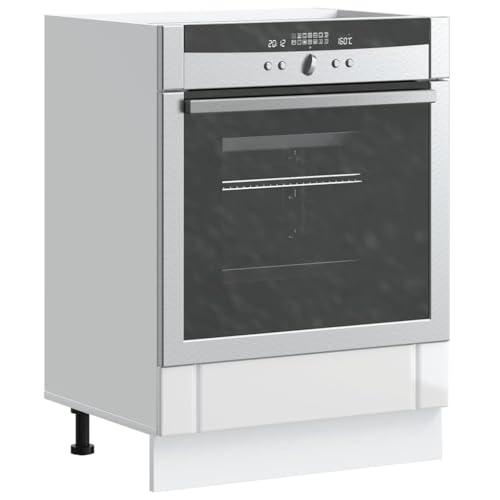 Qnhdfrt Herdumbauschrank Lucca Hochglanz-Weiß Holzwerkstoff für Küche, 60x46x81.5cm, mit verstellbaren Füßen, platzsparend und robust für Ofen und Mikrowelle von Qnhdfrt