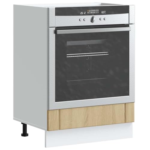 Qnhdfrt Herdumbauschrank Lucca Küchenschrank Unterschrank Sonoma-Eiche Holzwerkstoff 60x46x81.5cm mit Stauraum für Backofen Mikrowelle verstellbare Füße platzsparend Küchenmöbel von Qnhdfrt